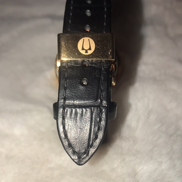 Leather Bulova Rubaiyat Ladies Diamond Rose Gold Tone Stainless Quartz Watch - Picture 7 of 9